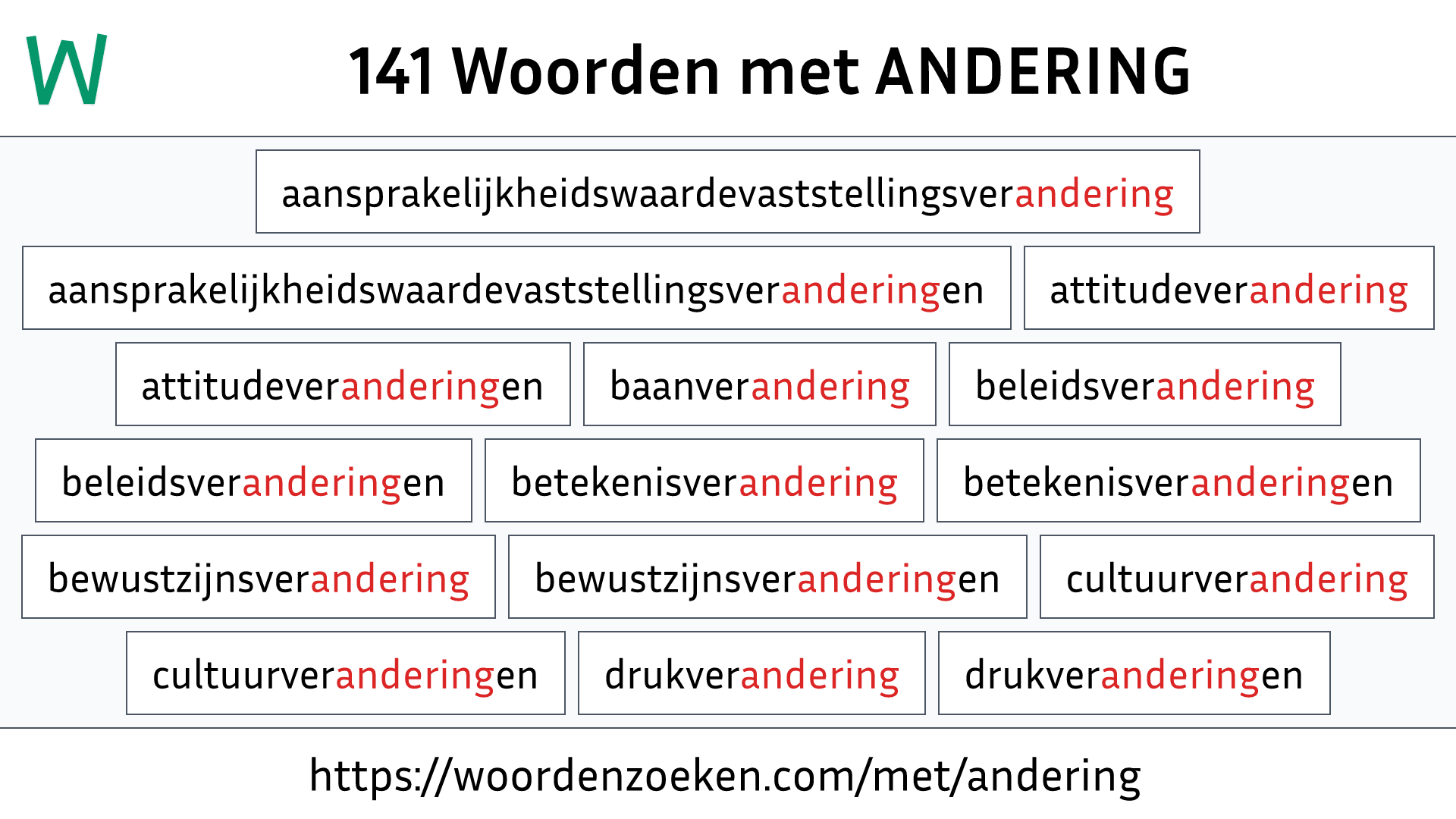 Woorden met ANDERING