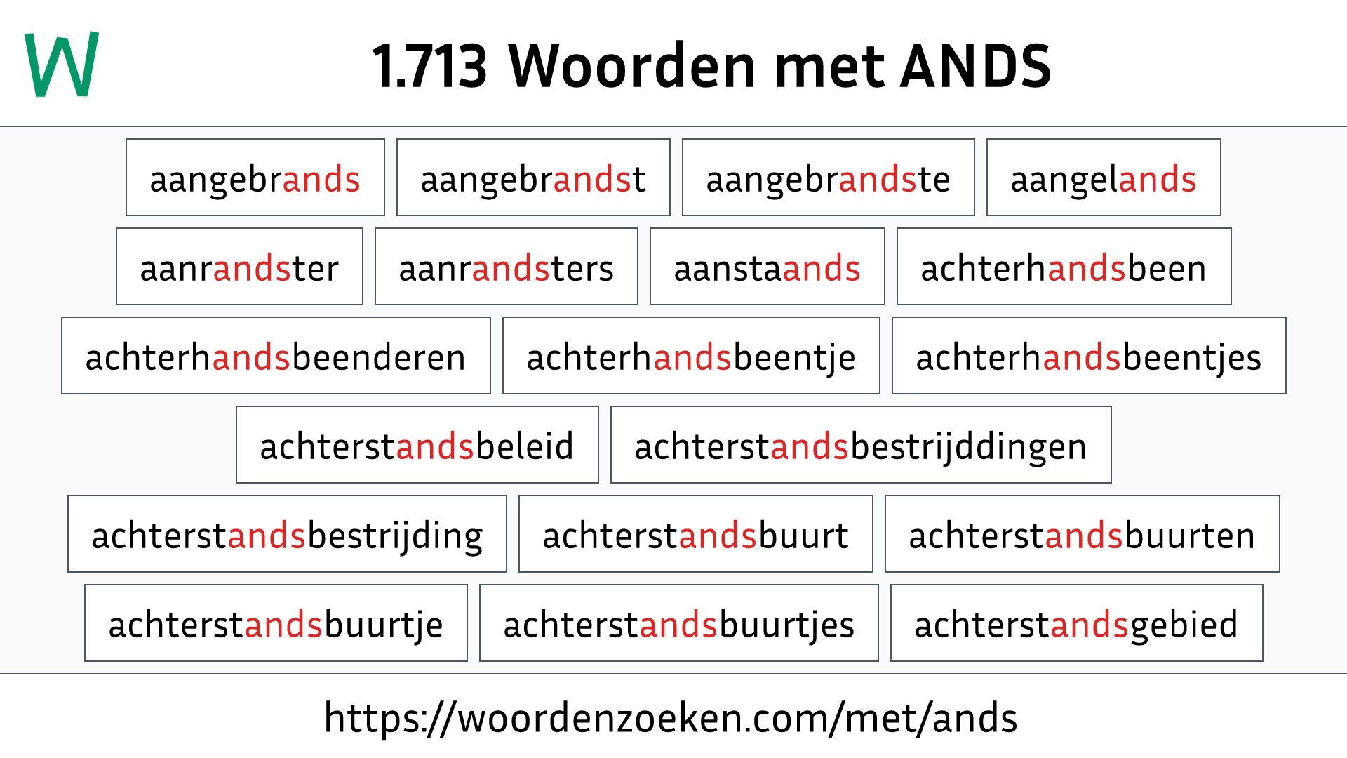 Woorden met ANDS