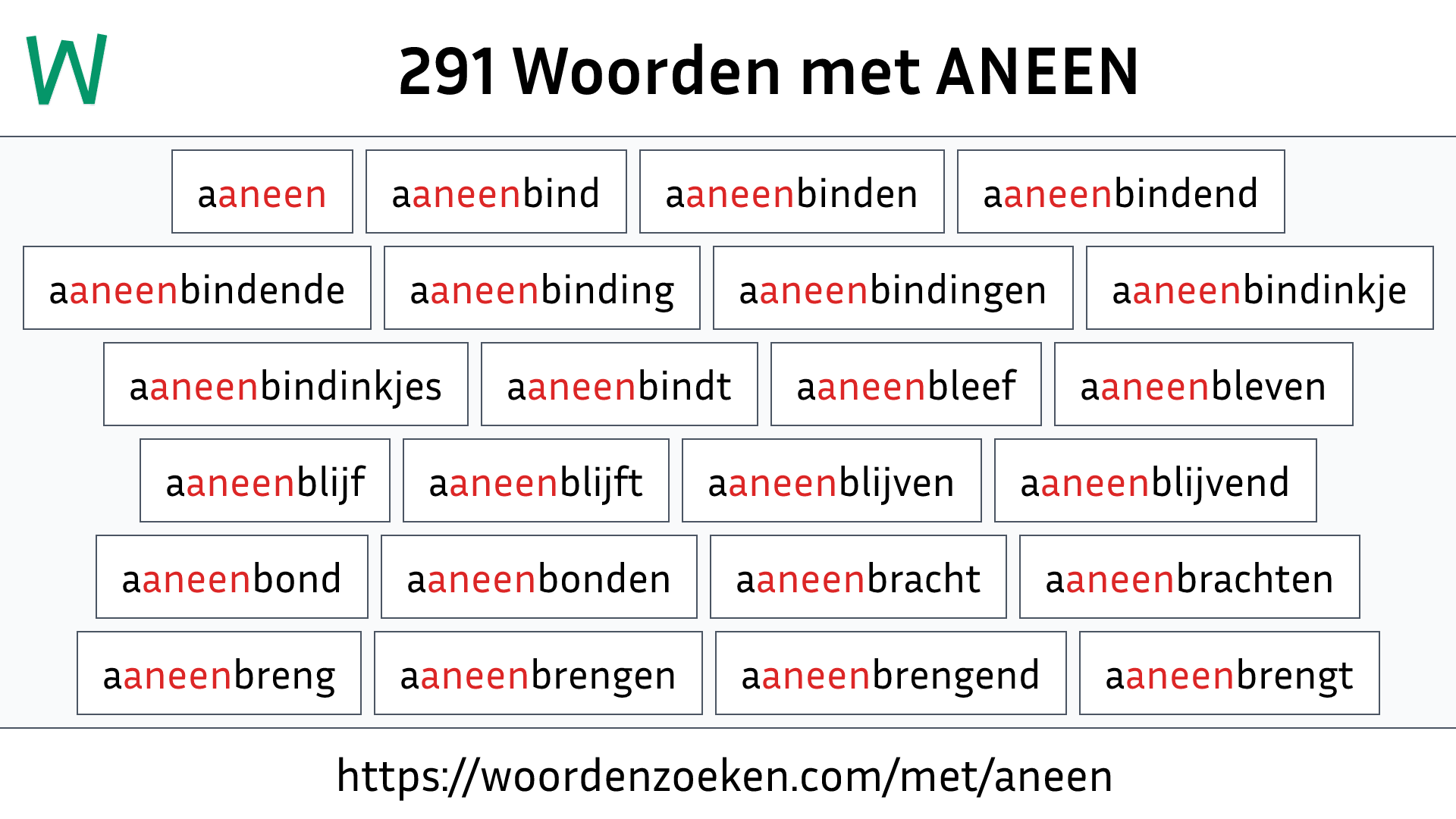 Woorden met ANEEN