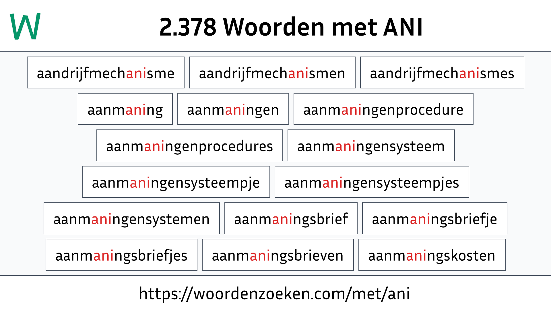 Woorden met ANI