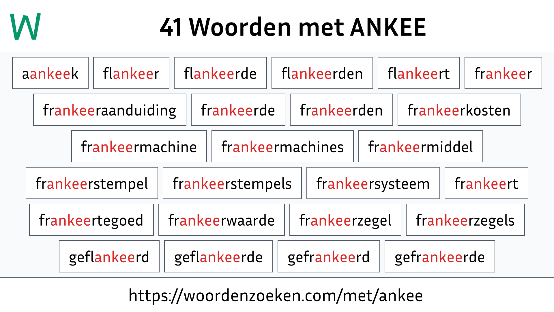 Woorden met ANKEE