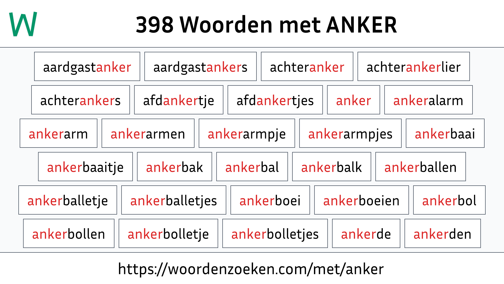 Woorden met ANKER