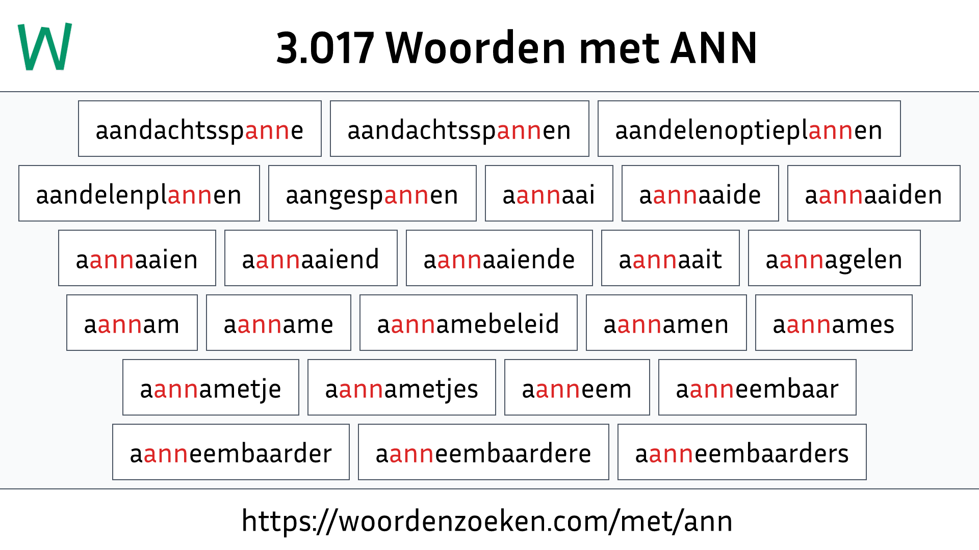 Woorden met ANN