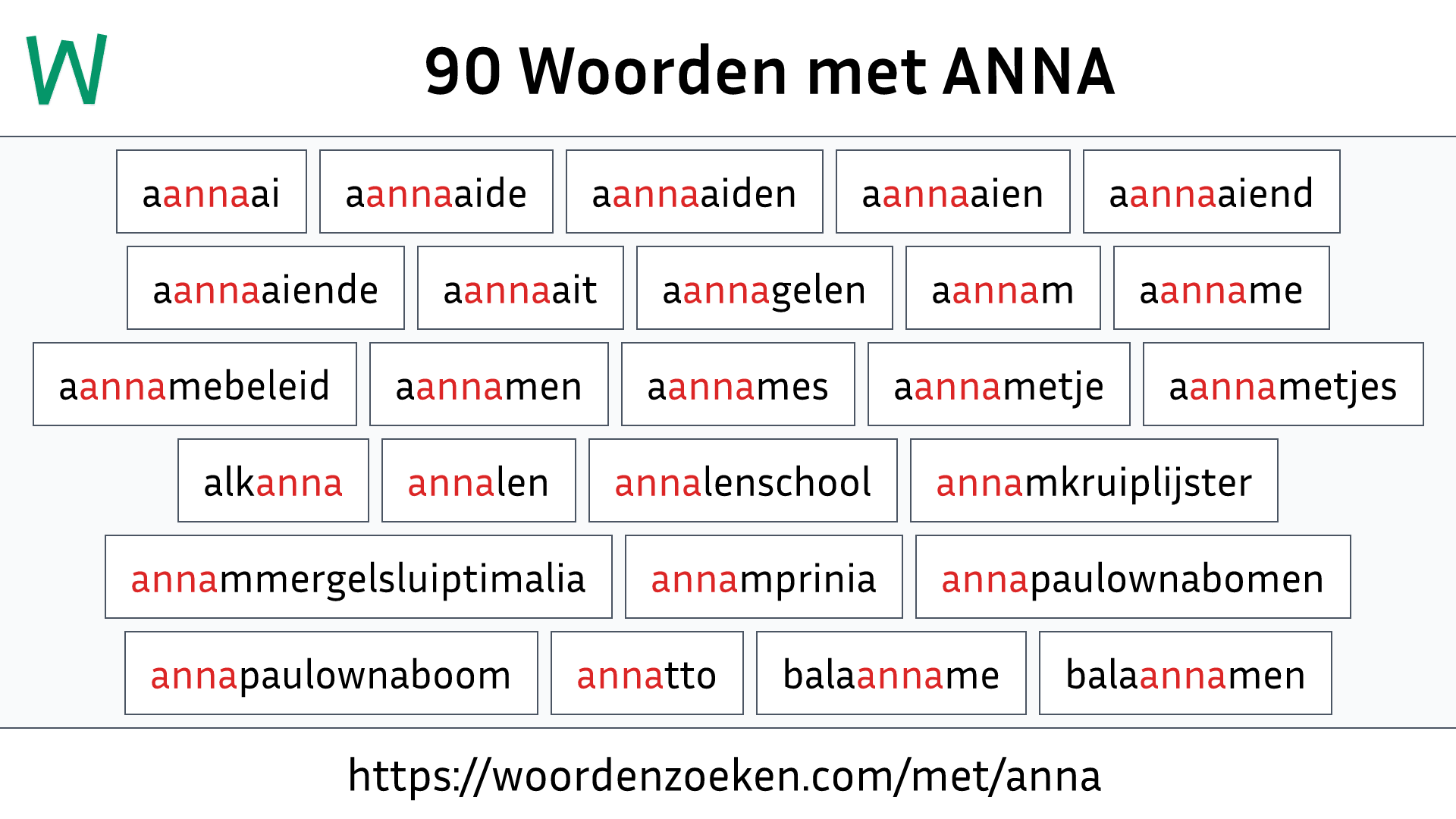 Woorden met ANNA