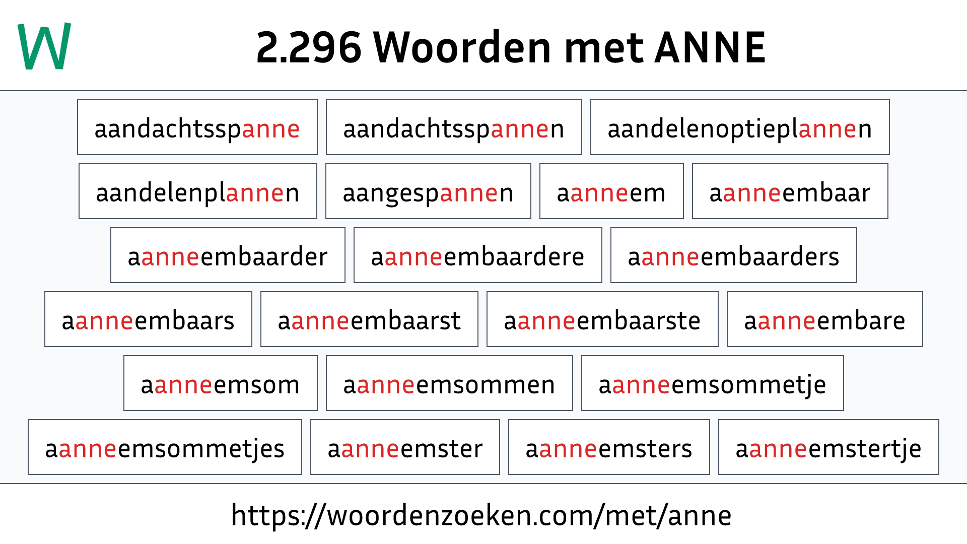 Woorden met ANNE