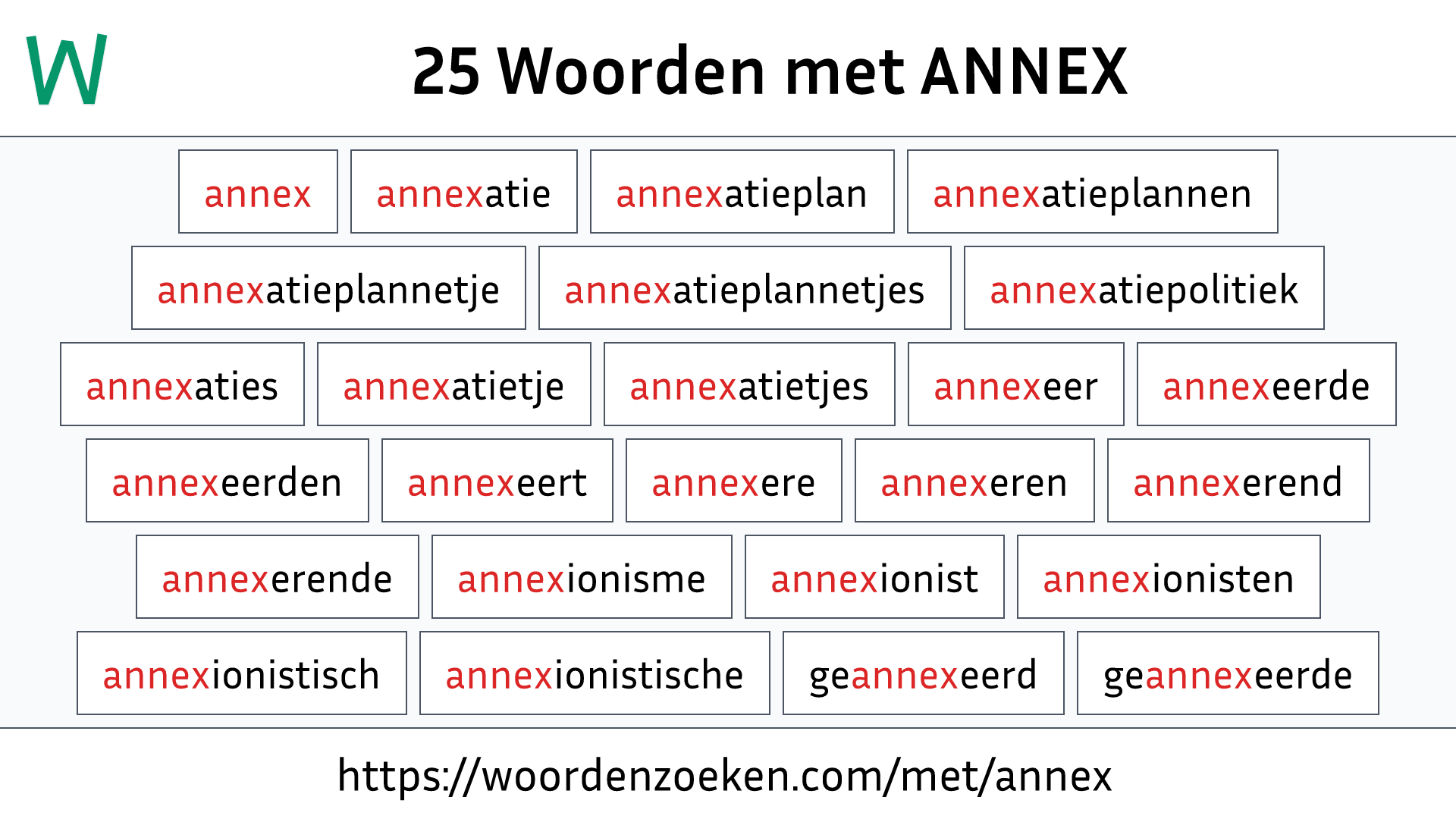 Woorden met ANNEX