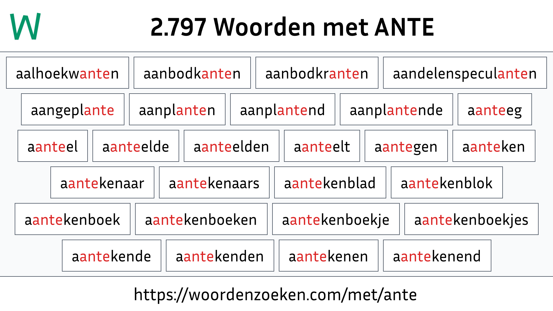 Woorden met ANTE