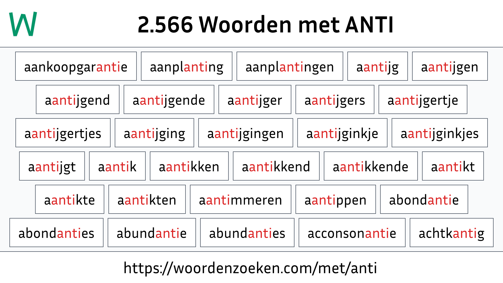 Woorden met ANTI