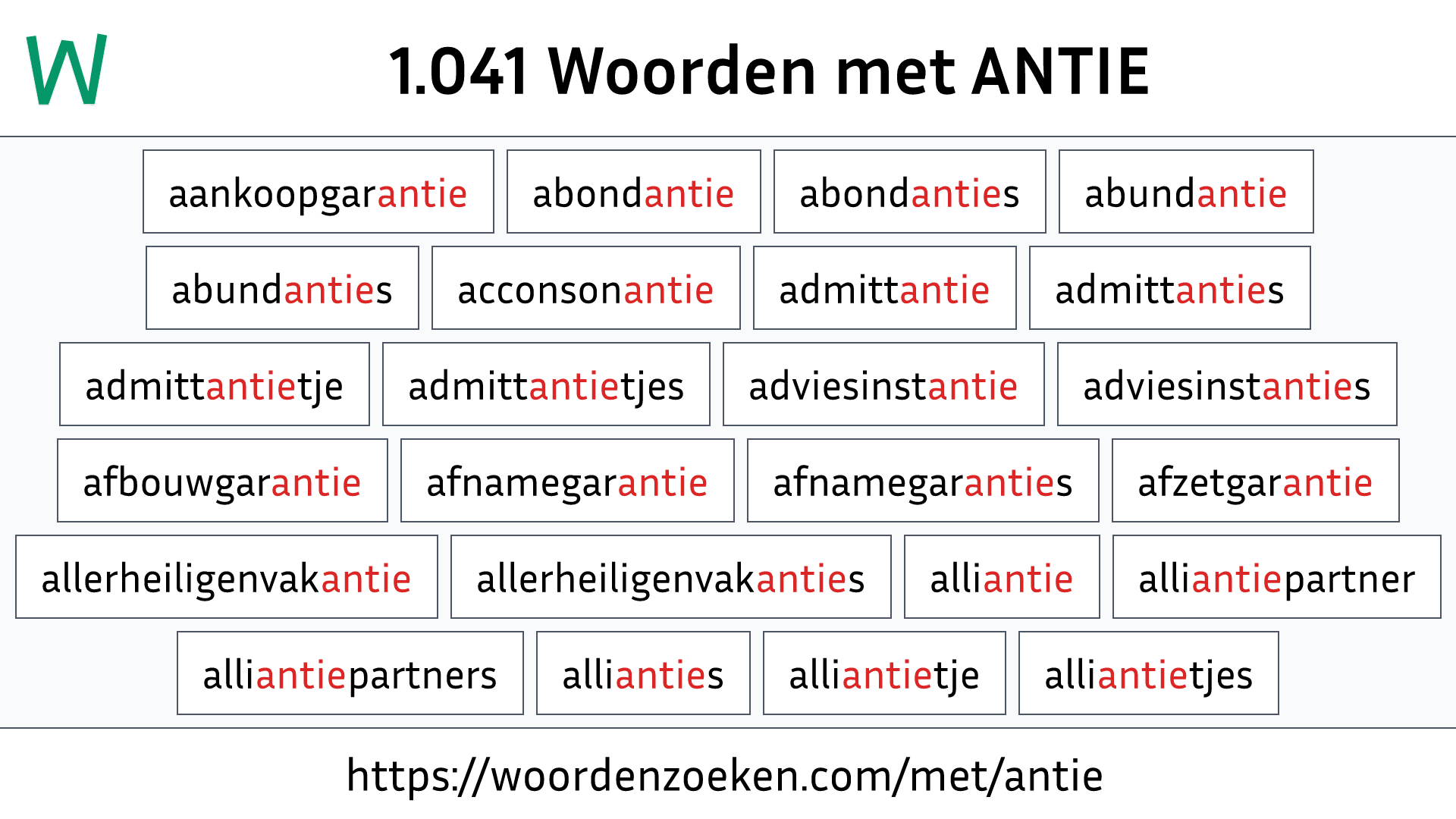 Woorden met ANTIE