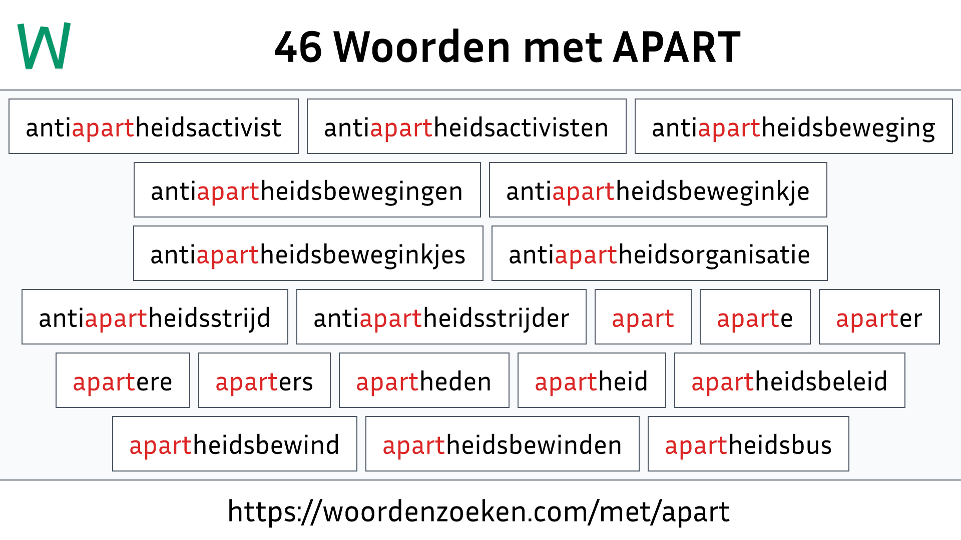 Woorden met APART