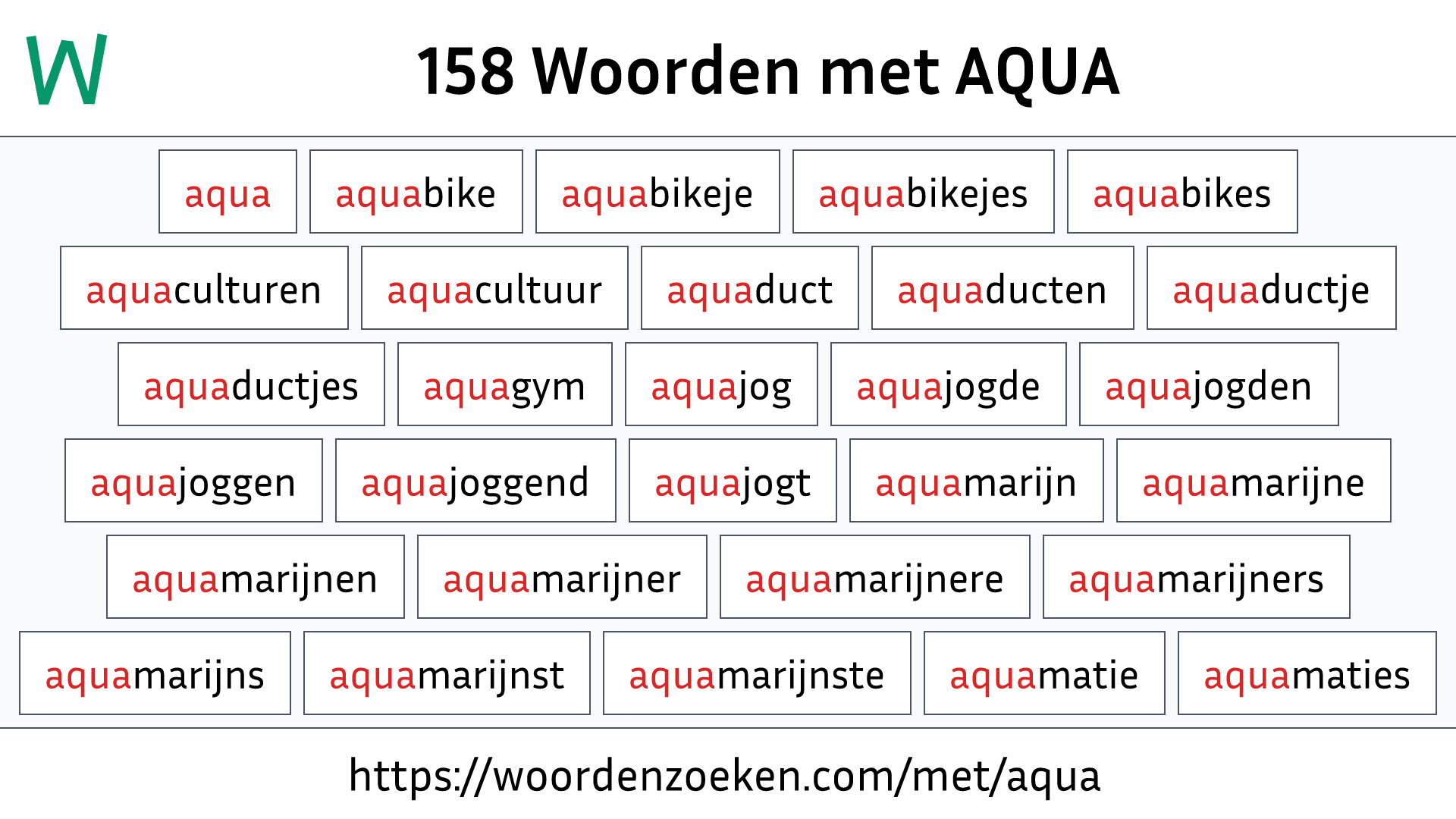 Woorden met AQUA