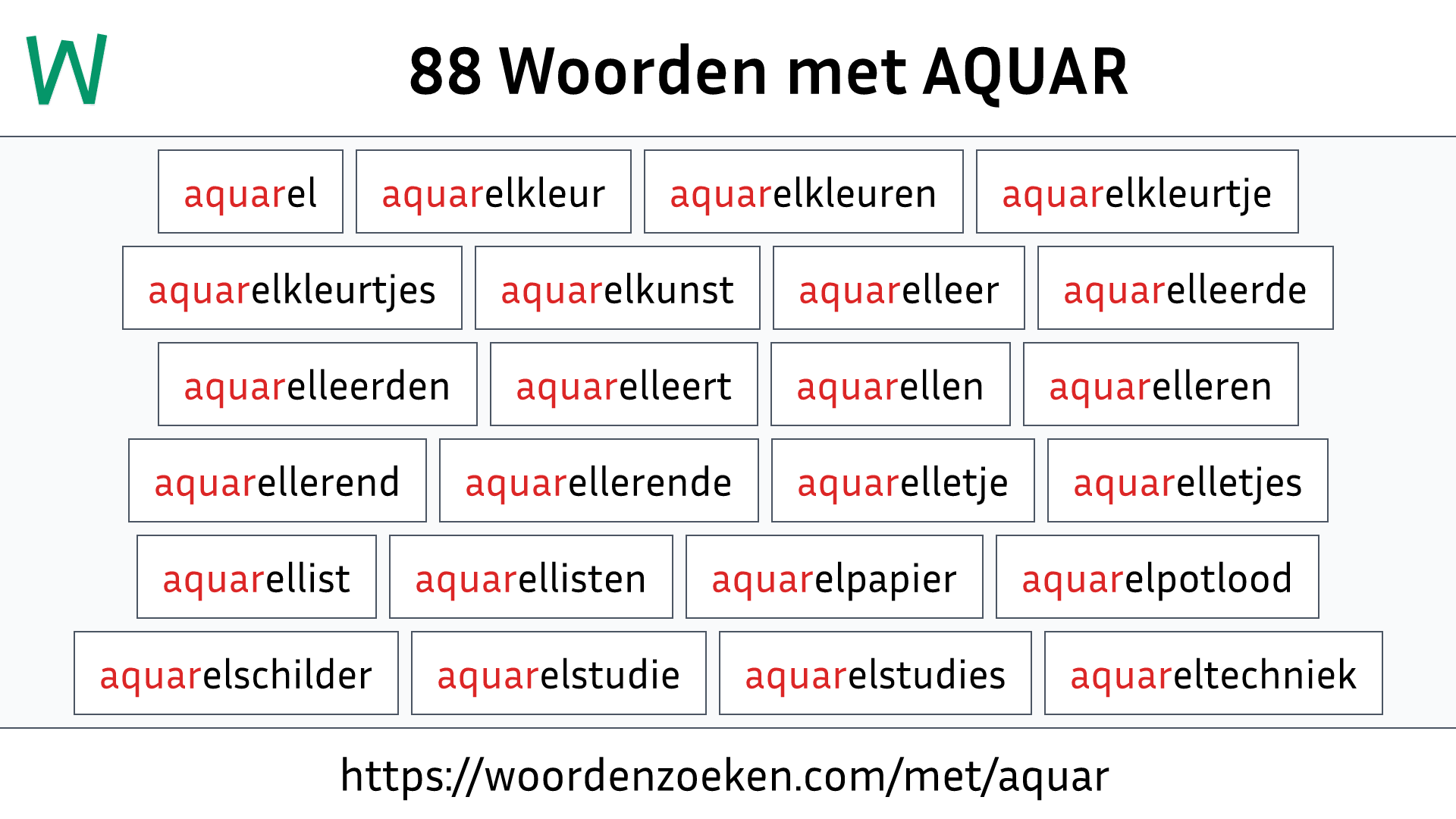 Woorden met AQUAR