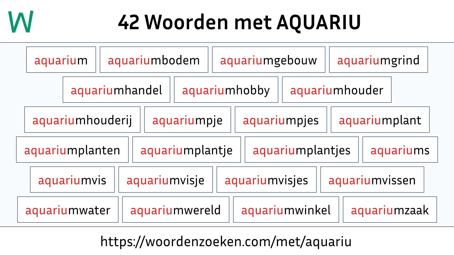 Woorden met AQUARIU