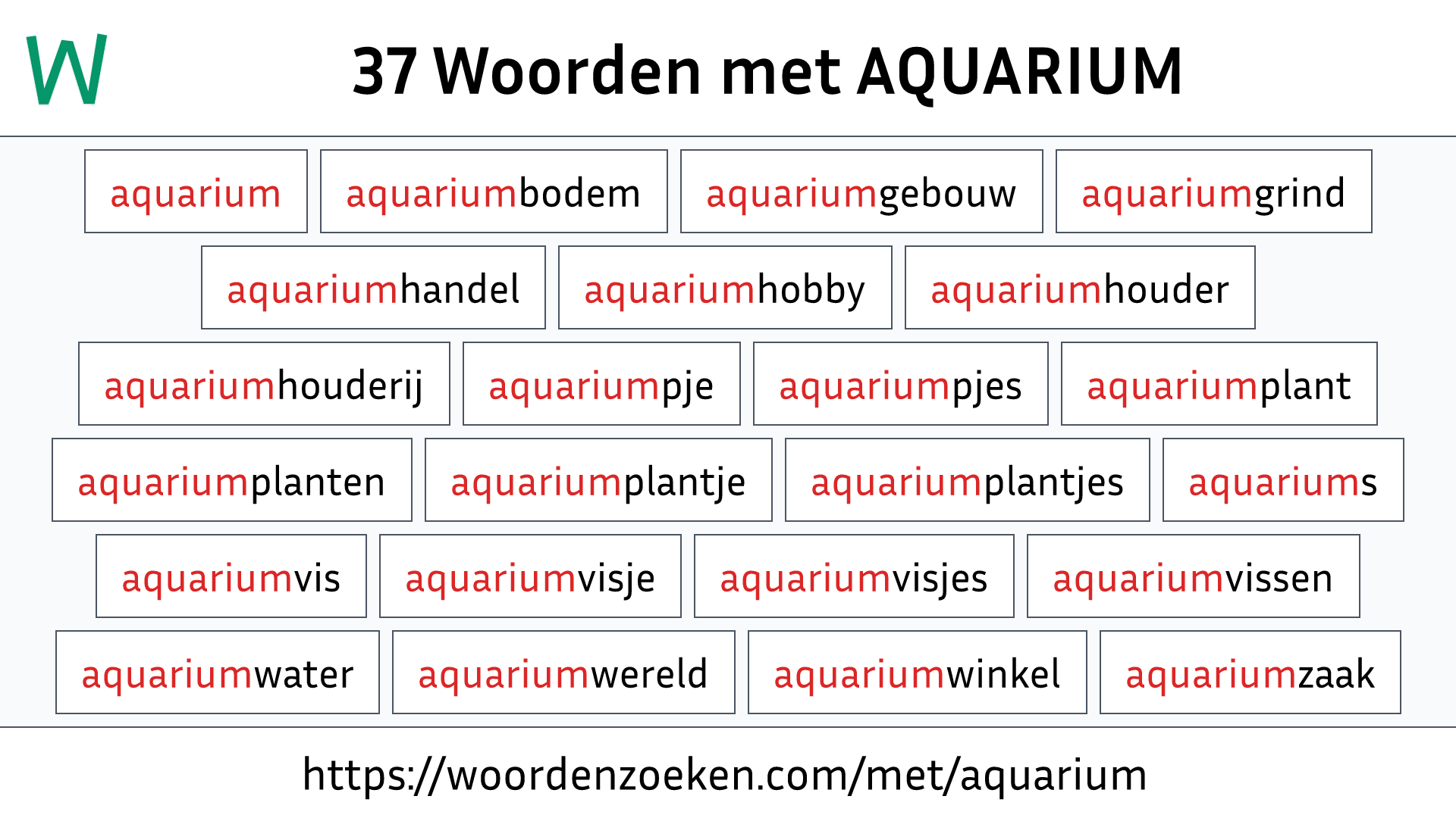 Woorden met AQUARIUM