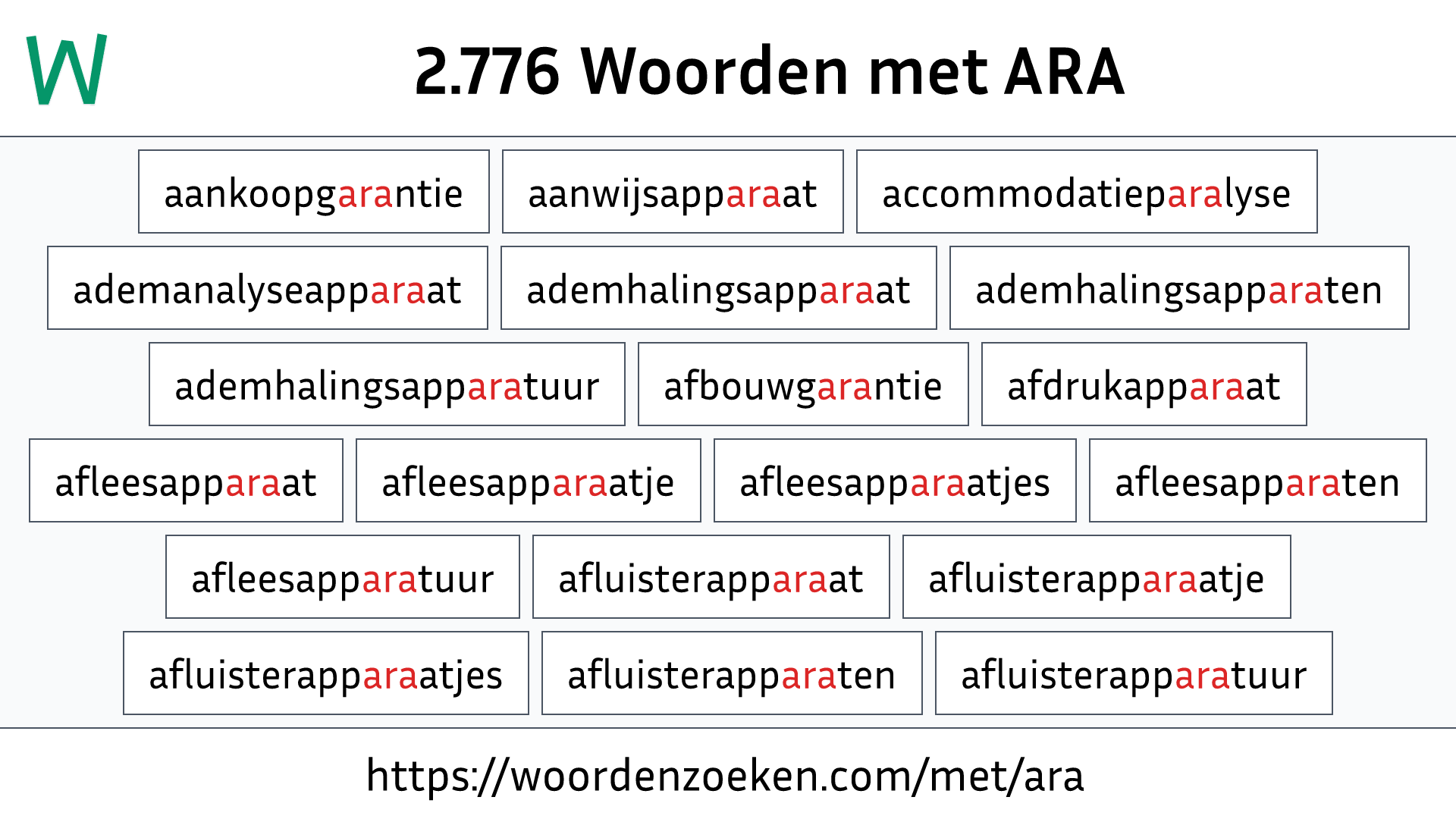 Woorden met ARA