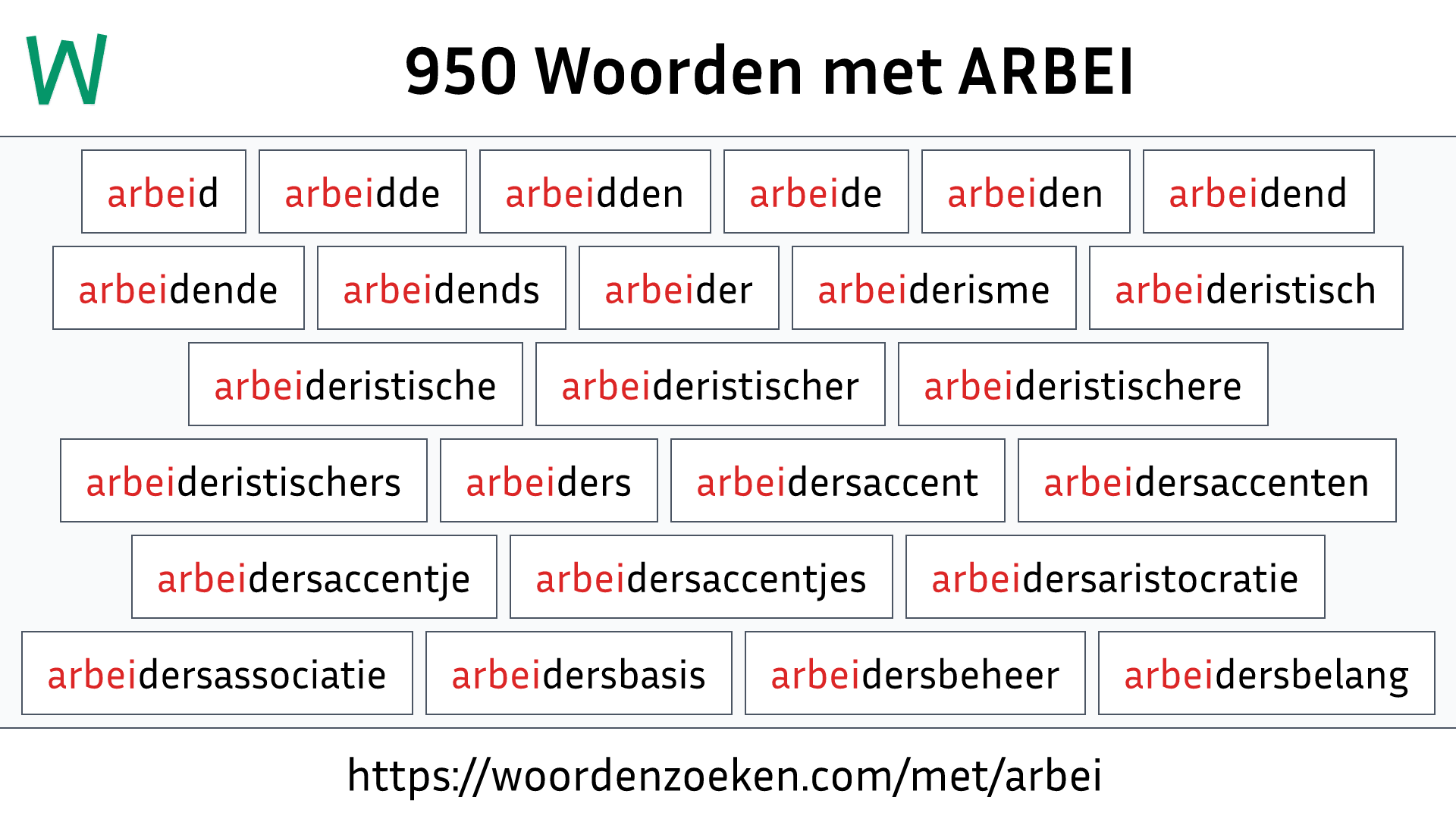 Woorden met ARBEI