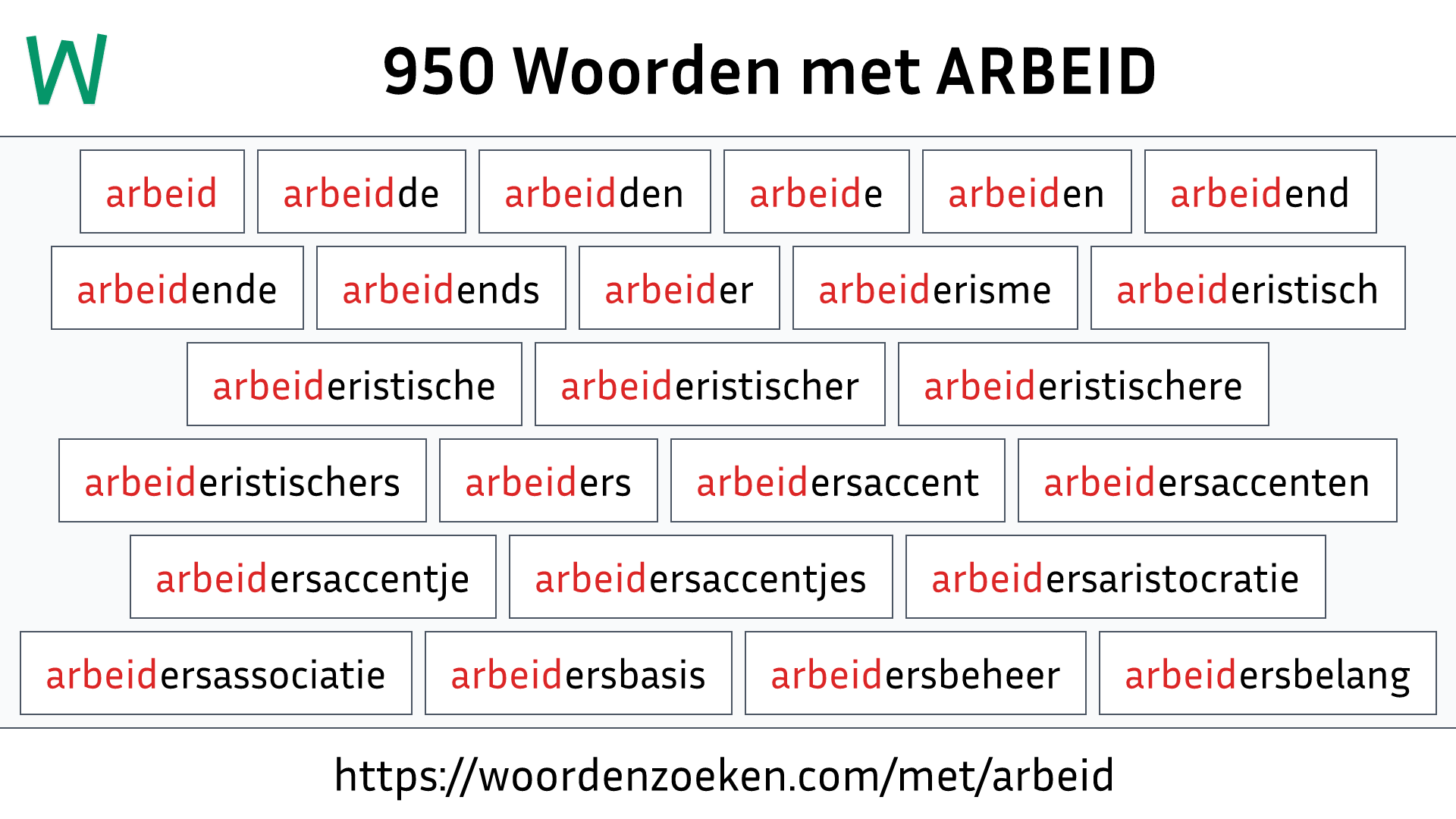 Woorden met ARBEID