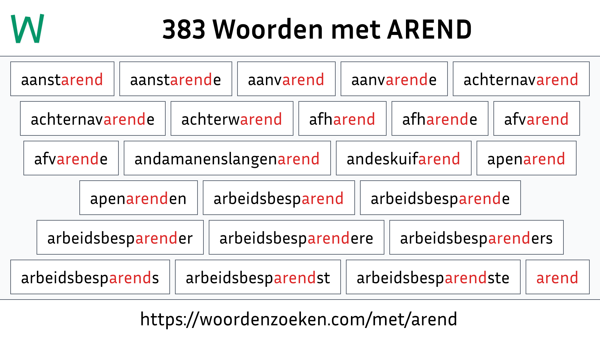 Woorden met AREND