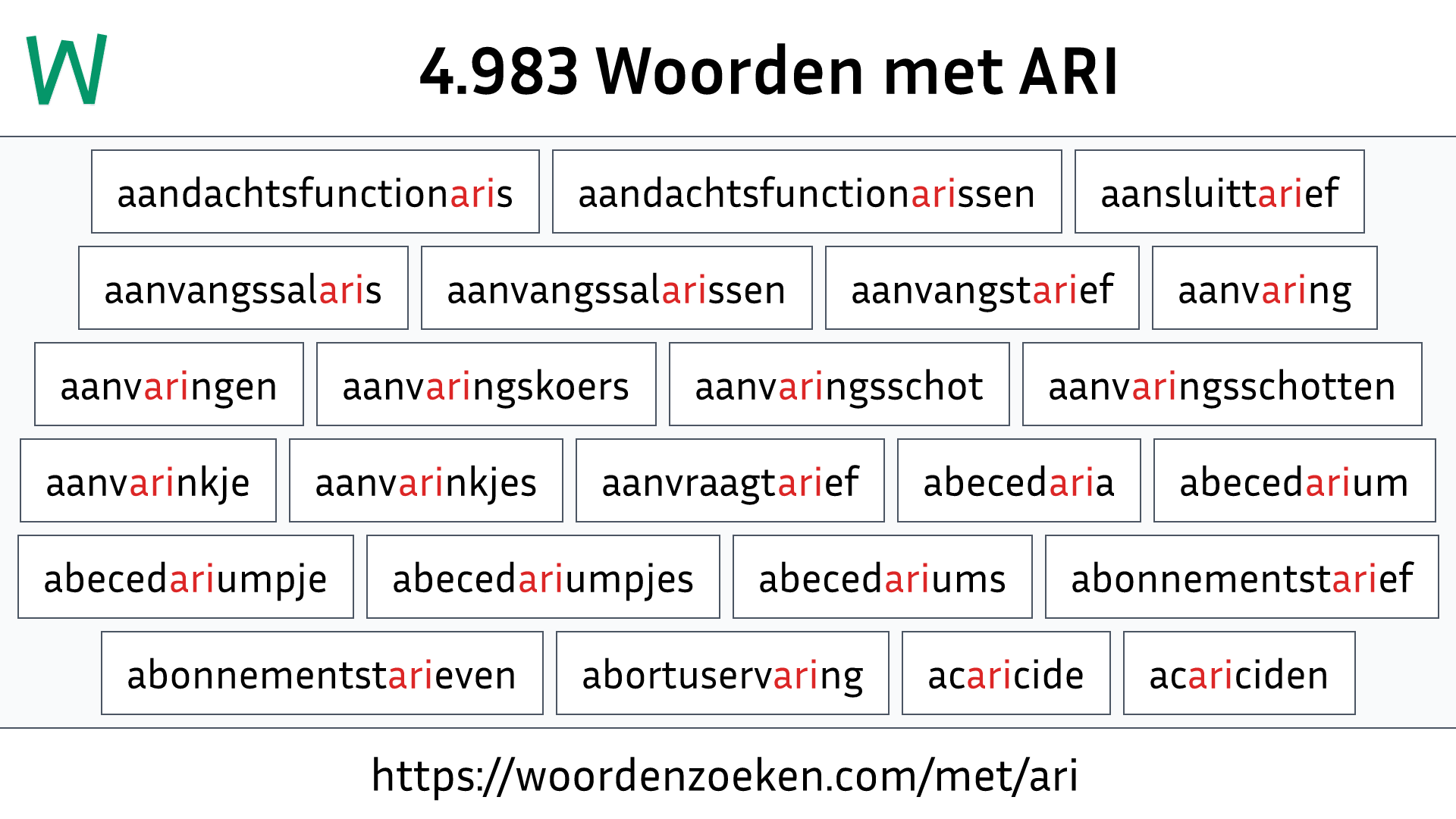 Woorden met ARI