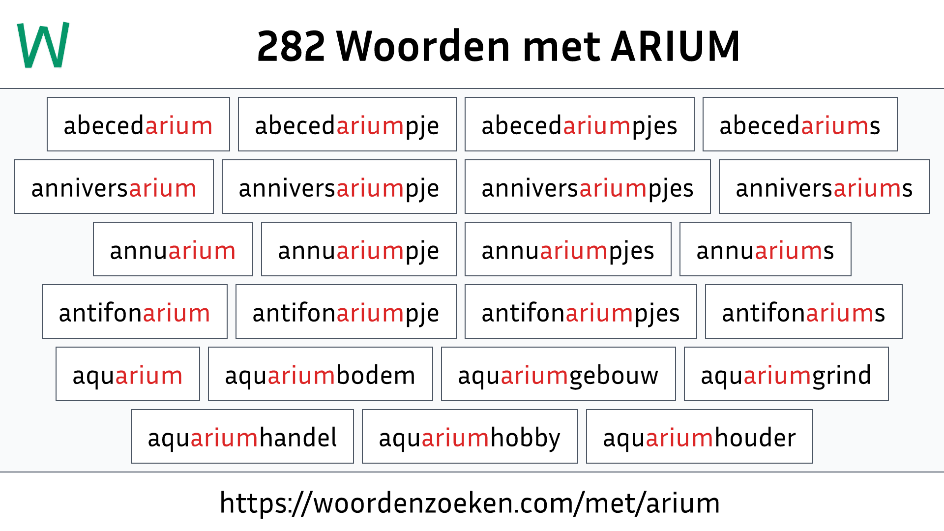 Woorden met ARIUM