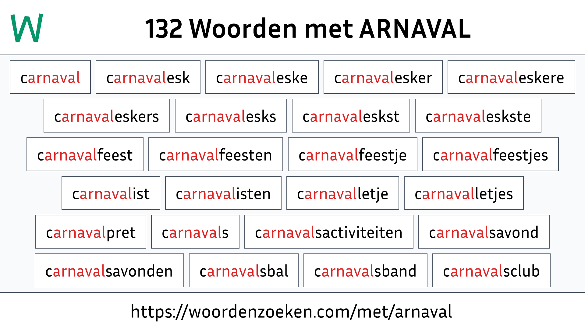 Woorden met ARNAVAL