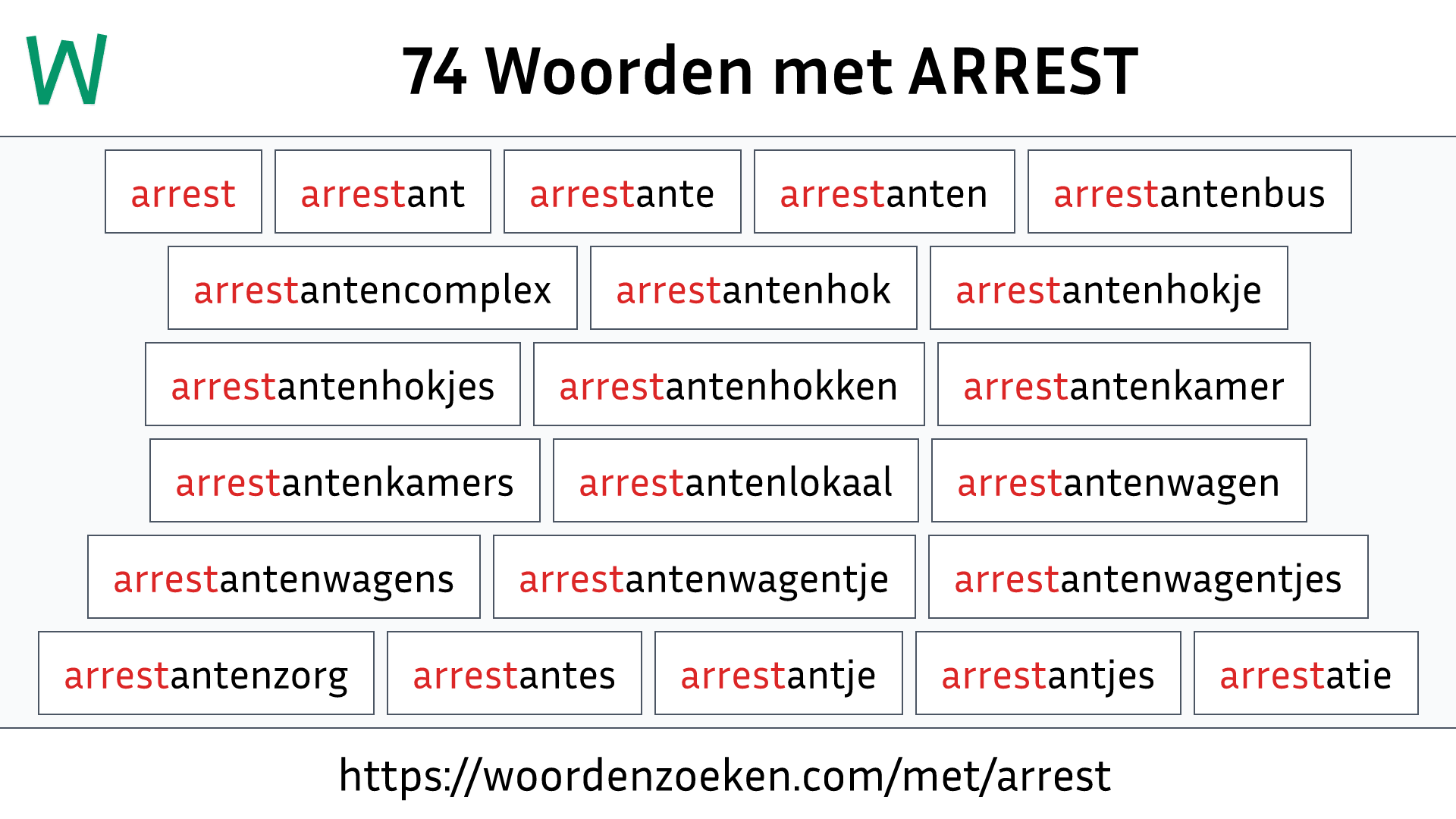 Woorden met ARREST