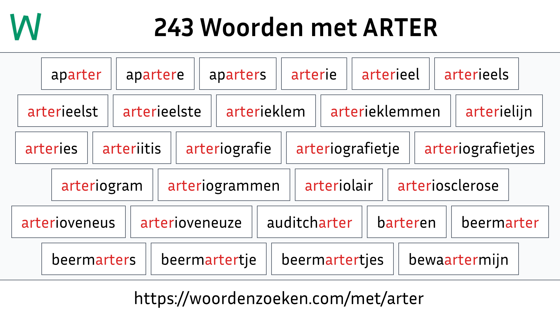 Woorden met ARTER