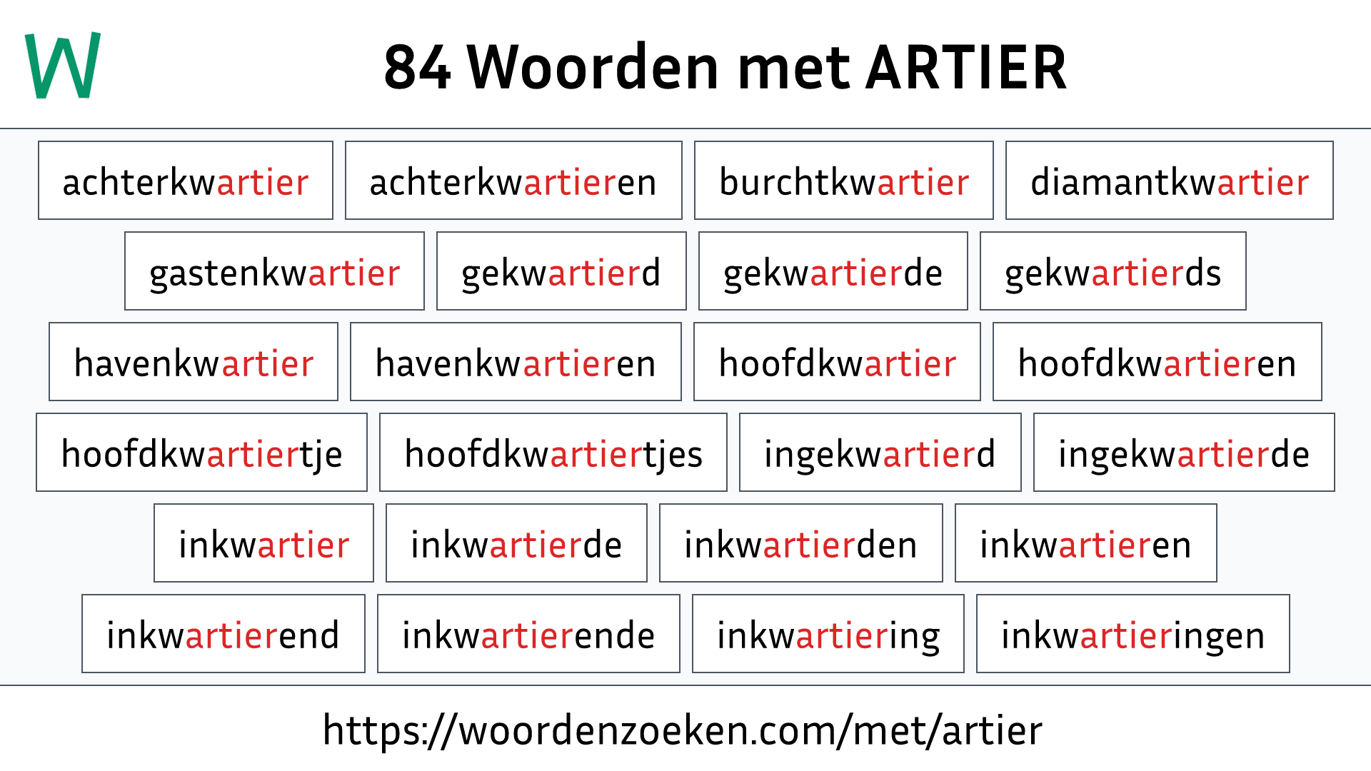 Woorden met ARTIER