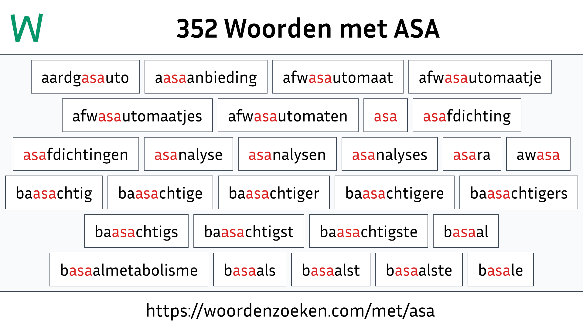 Woorden met ASA