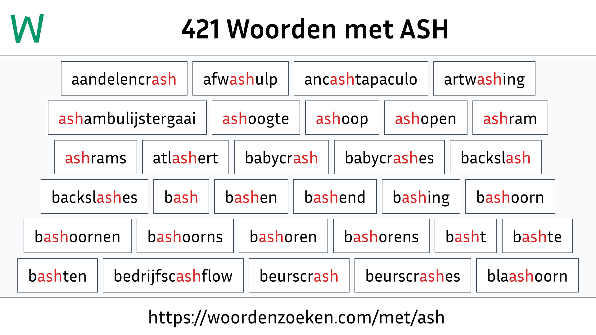 Woorden met ASH