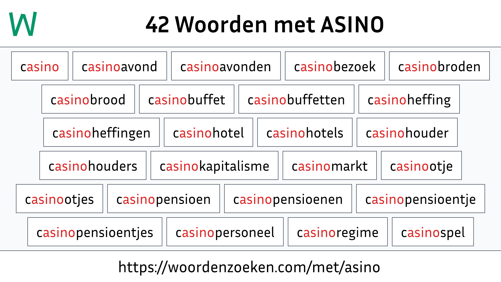 Woorden met ASINO