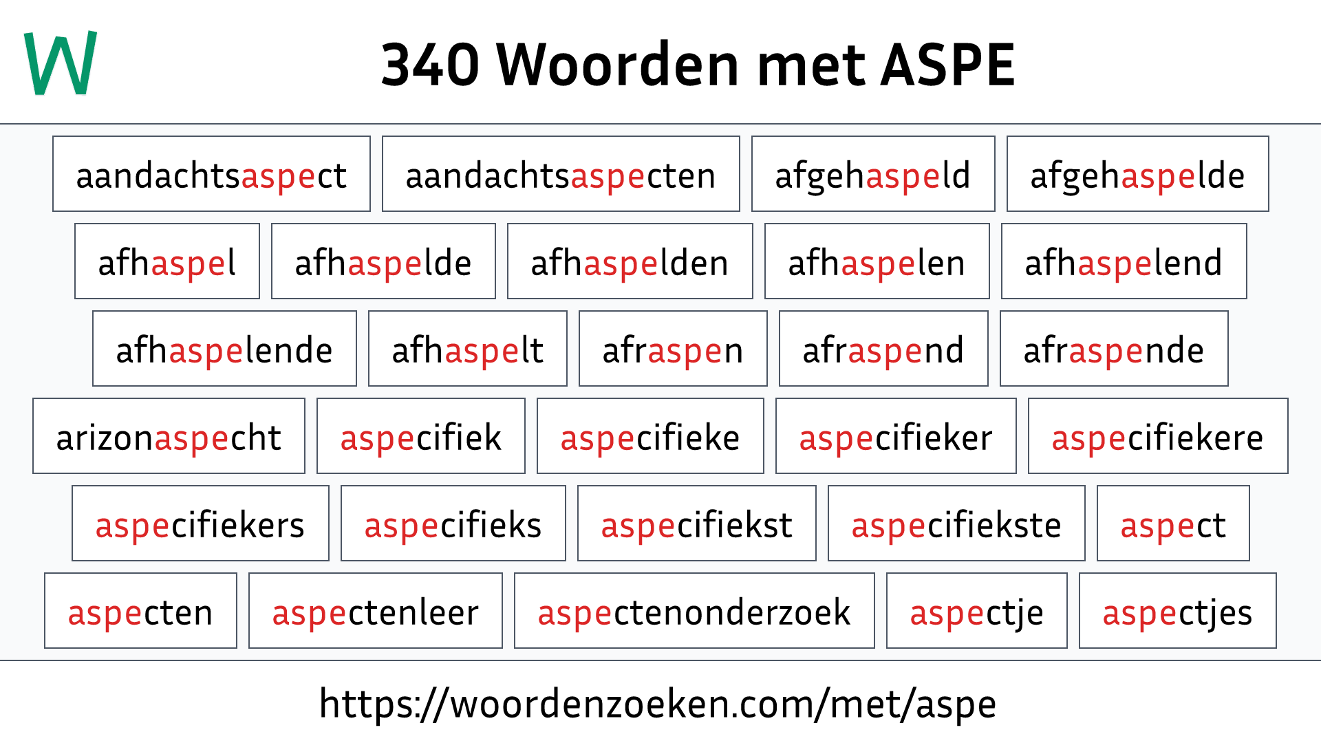 Woorden met ASPE