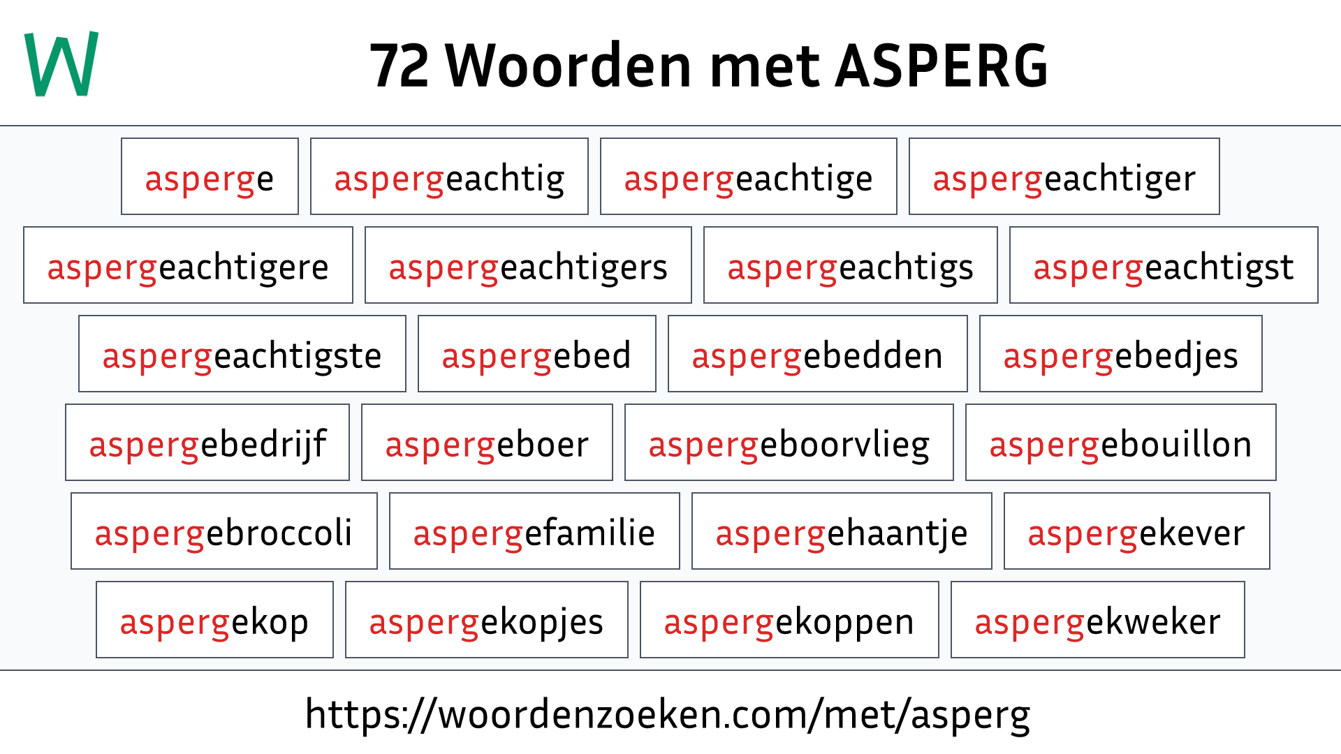 Woorden met ASPERG