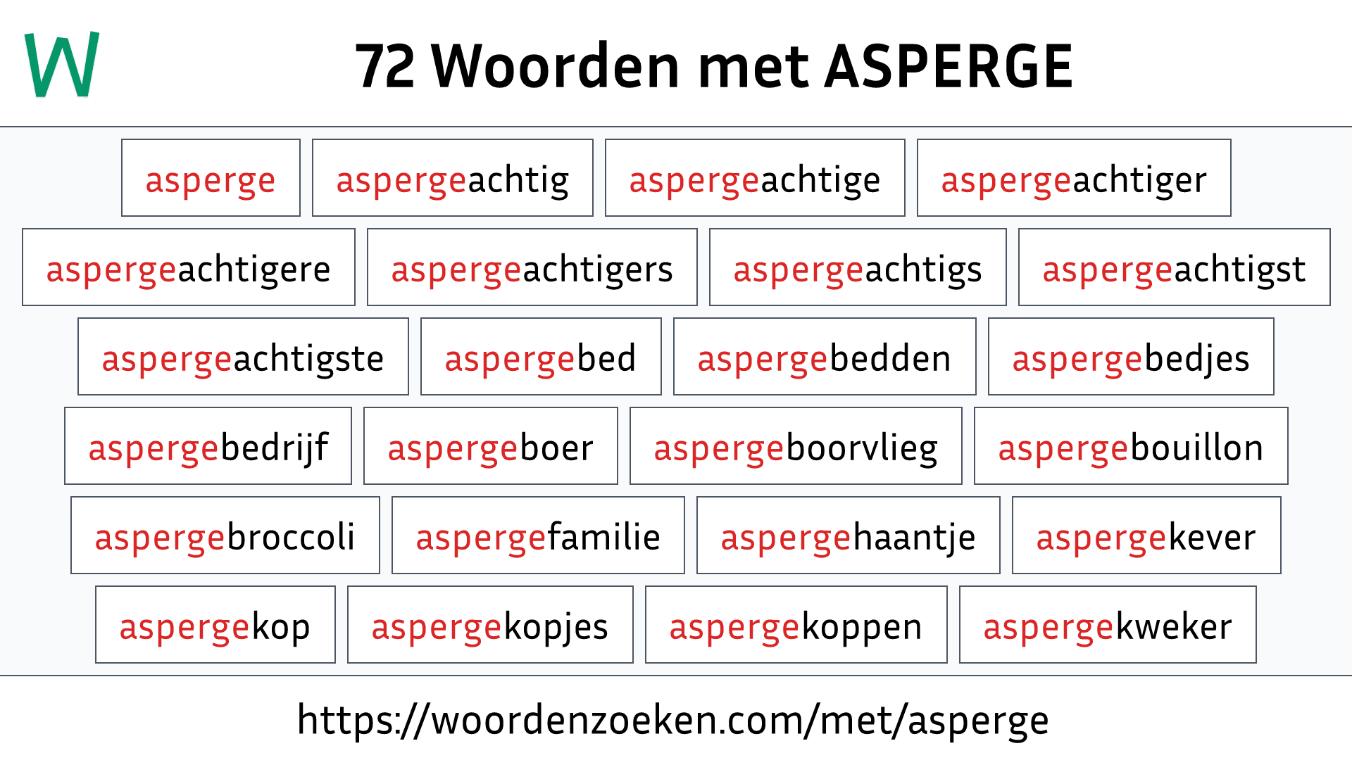 Woorden met ASPERGE