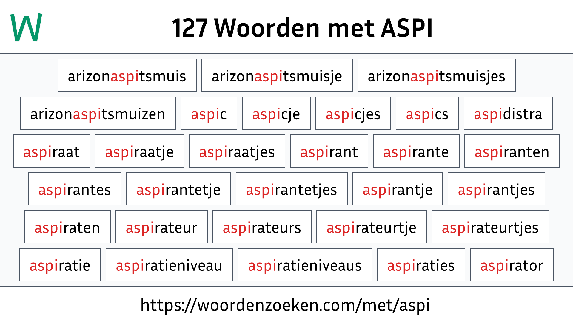 Woorden met ASPI