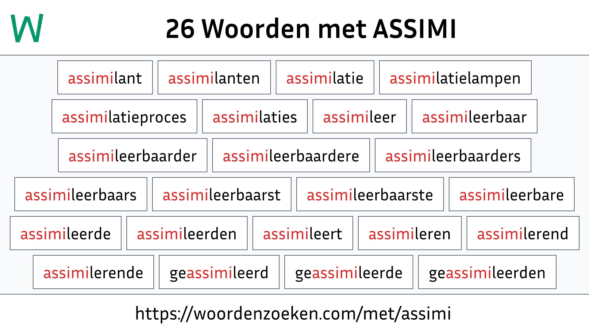 Woorden met ASSIMI