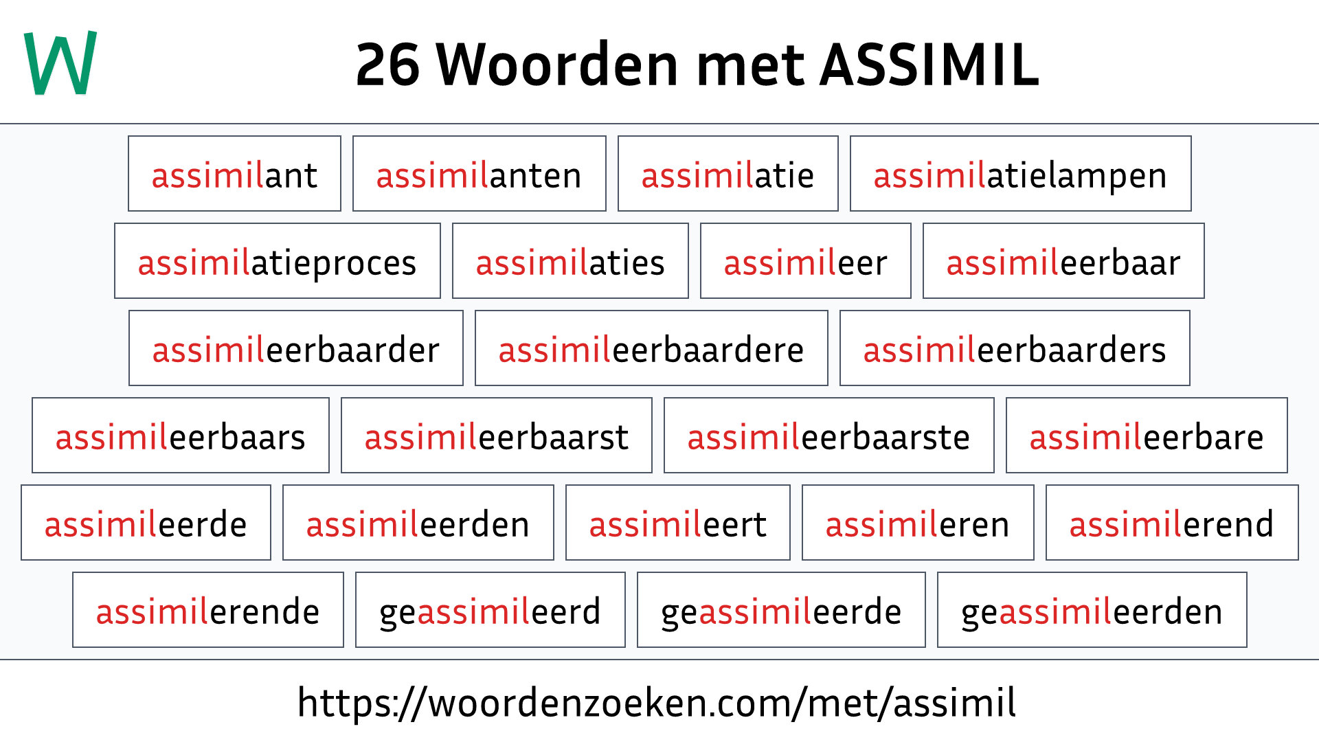 Woorden met ASSIMIL