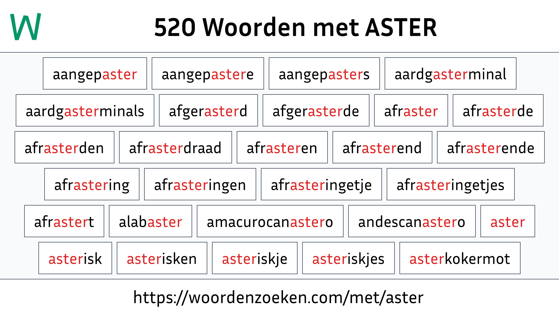 Woorden met ASTER