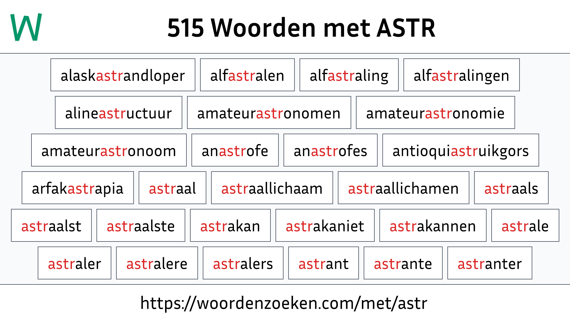 Woorden met ASTR