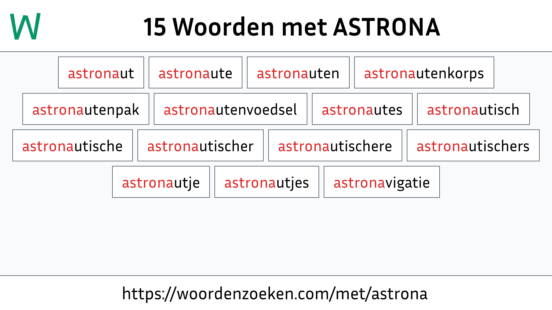 Woorden met ASTRONA