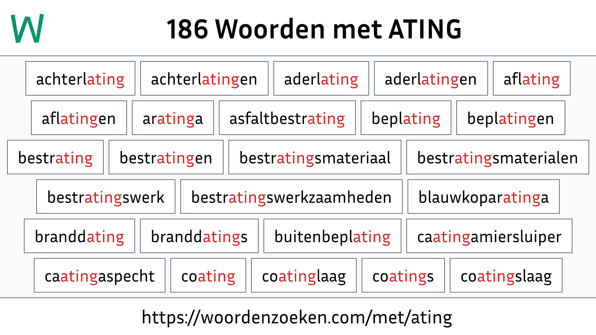 Woorden met ATING