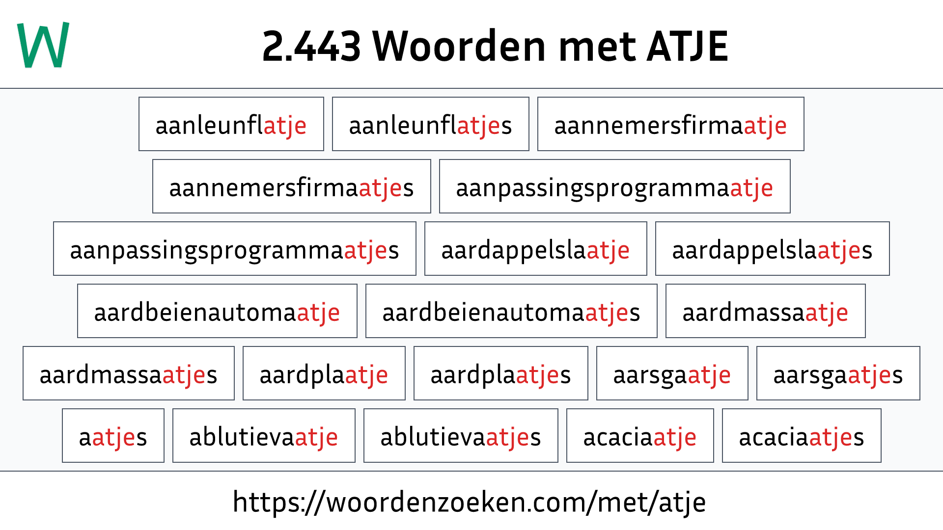 Woorden met ATJE