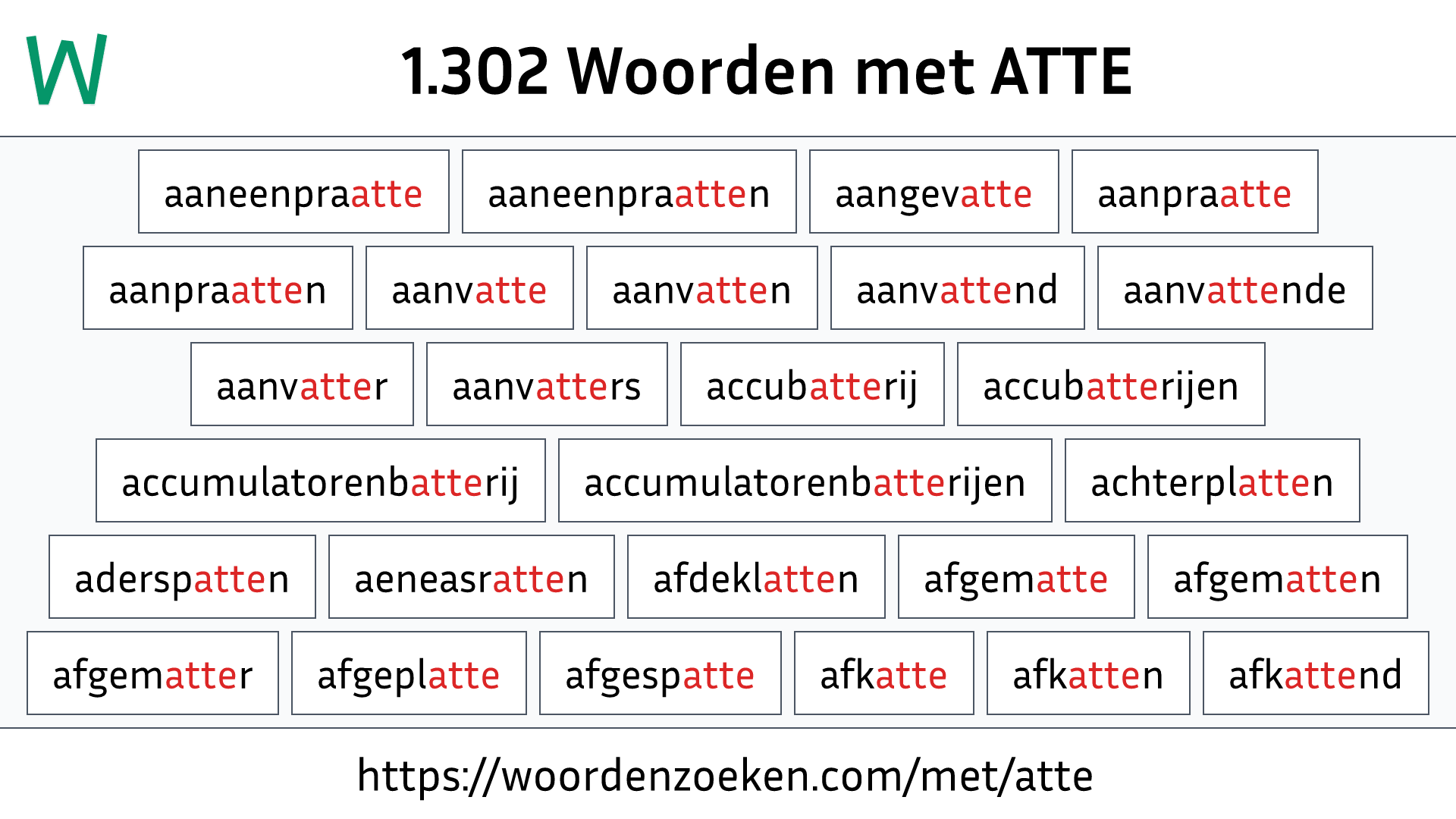 Woorden met ATTE