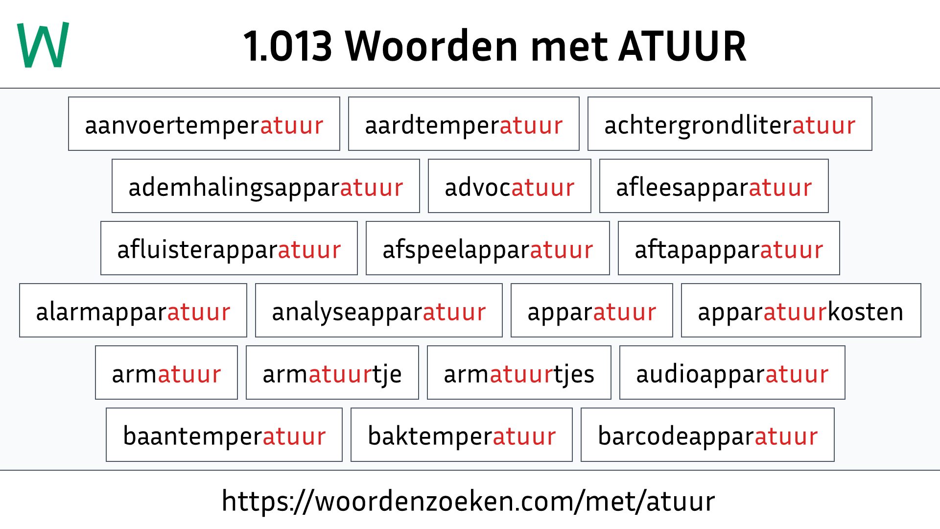 Woorden met ATUUR