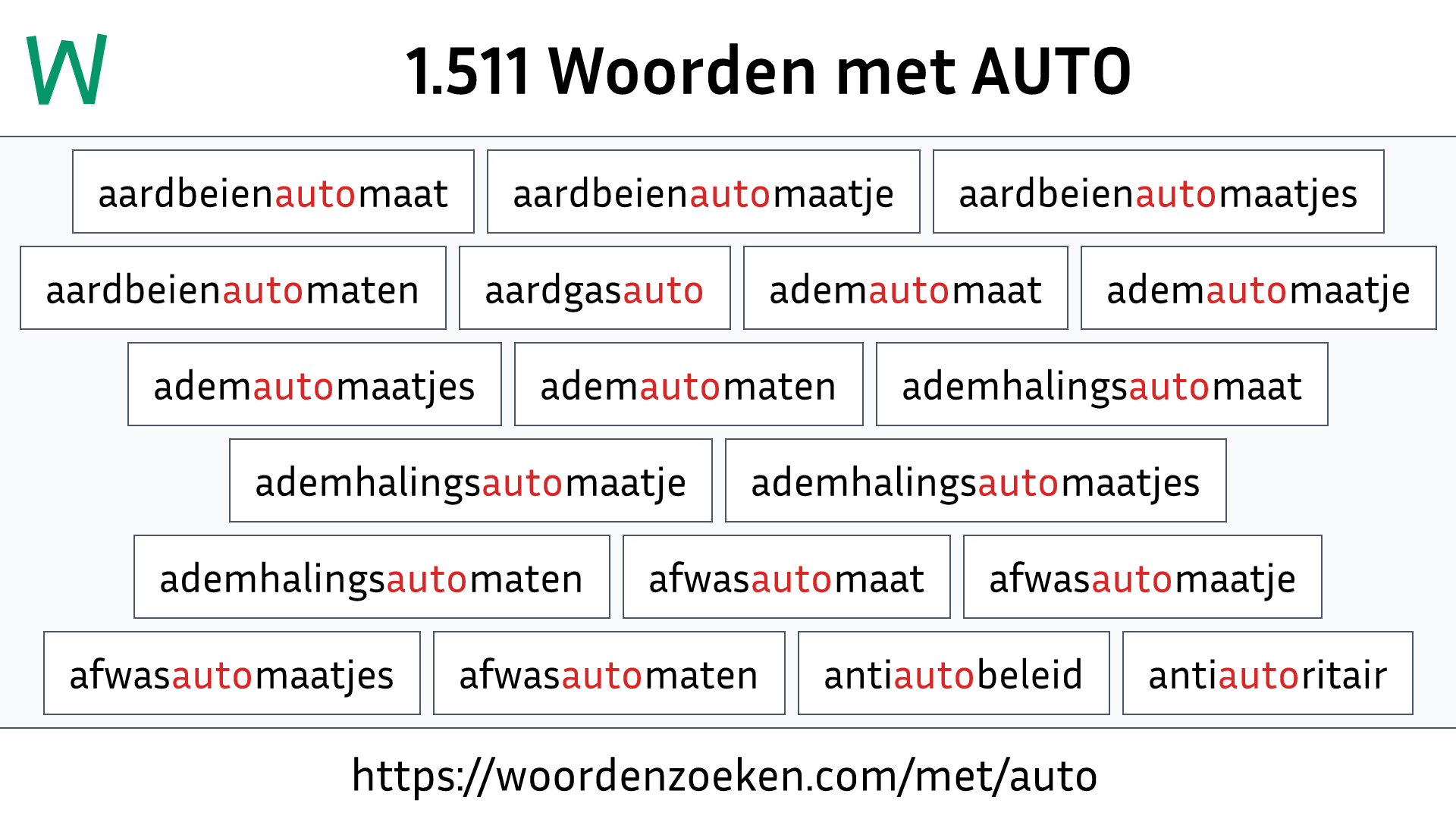 Woorden met AUTO