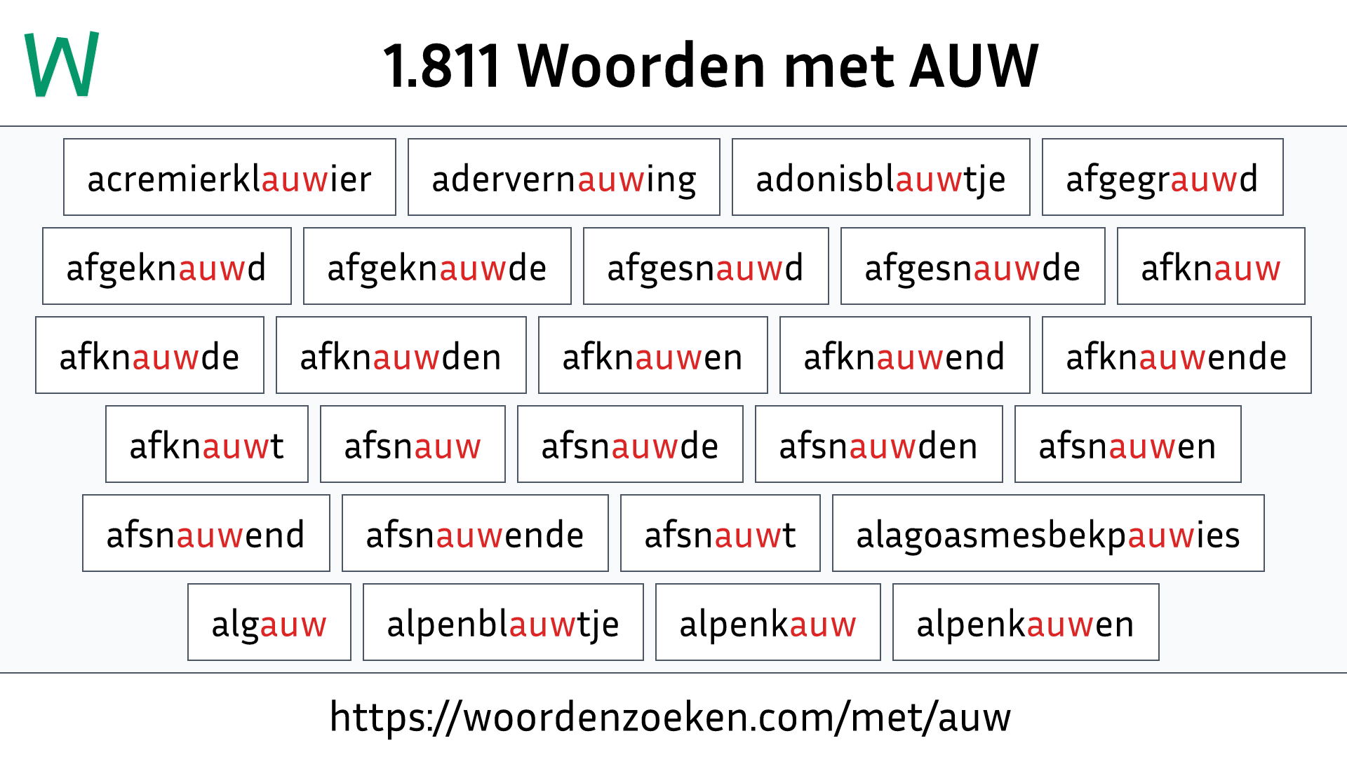 Woorden met AUW