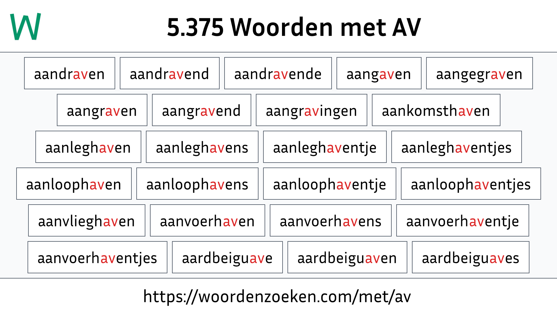 Woorden met AV