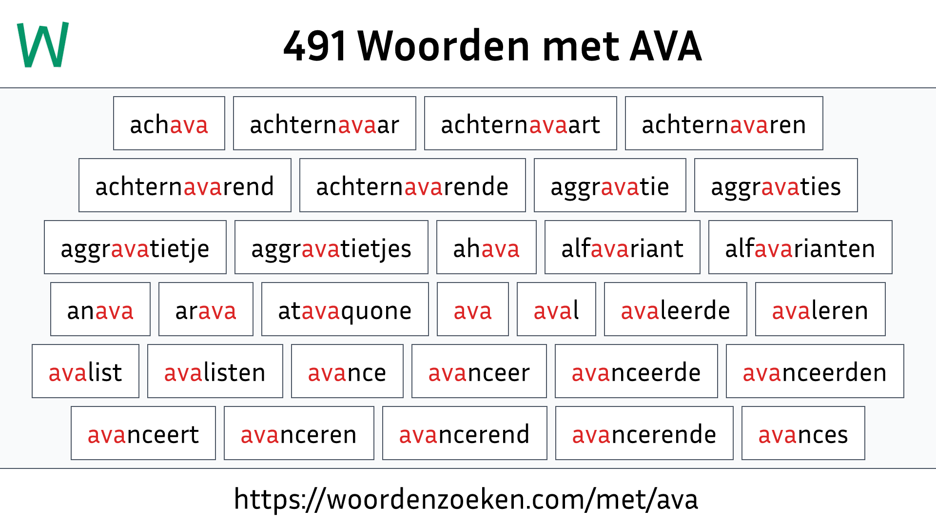 Woorden met AVA