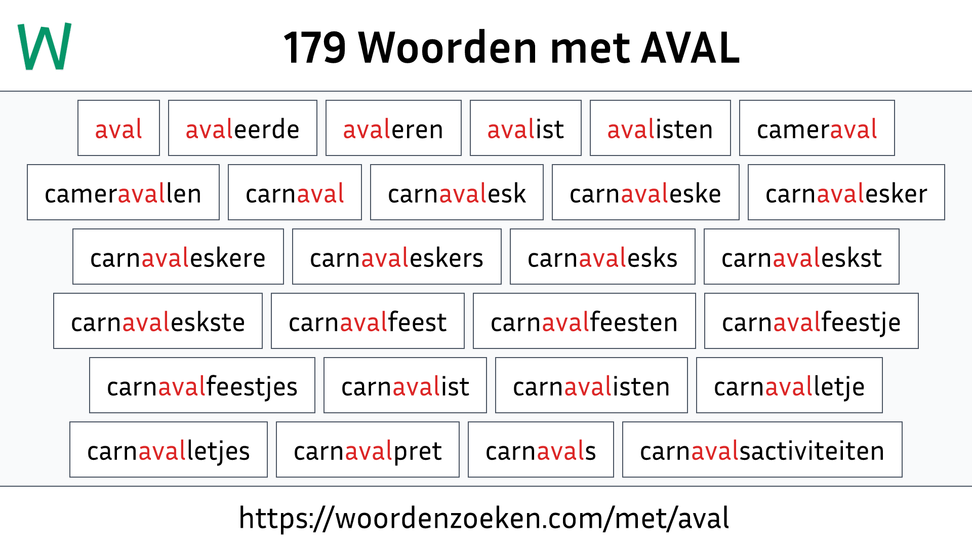 Woorden met AVAL