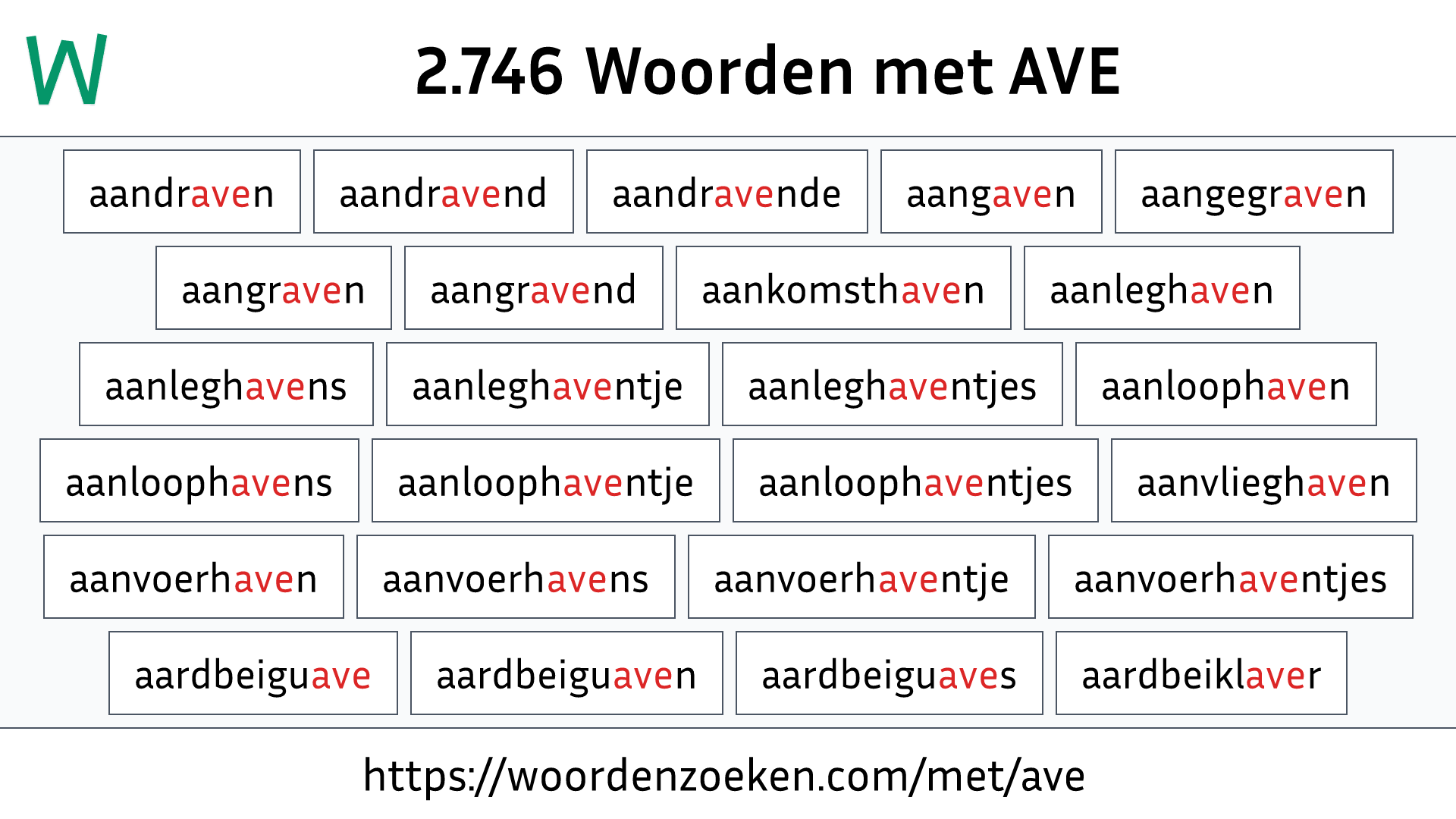 Woorden met AVE